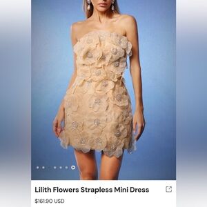 Bella Barnett Lilith Flowers Strapless Mini Dress NWT NEVER WORN